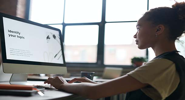 Young girl working on a computer